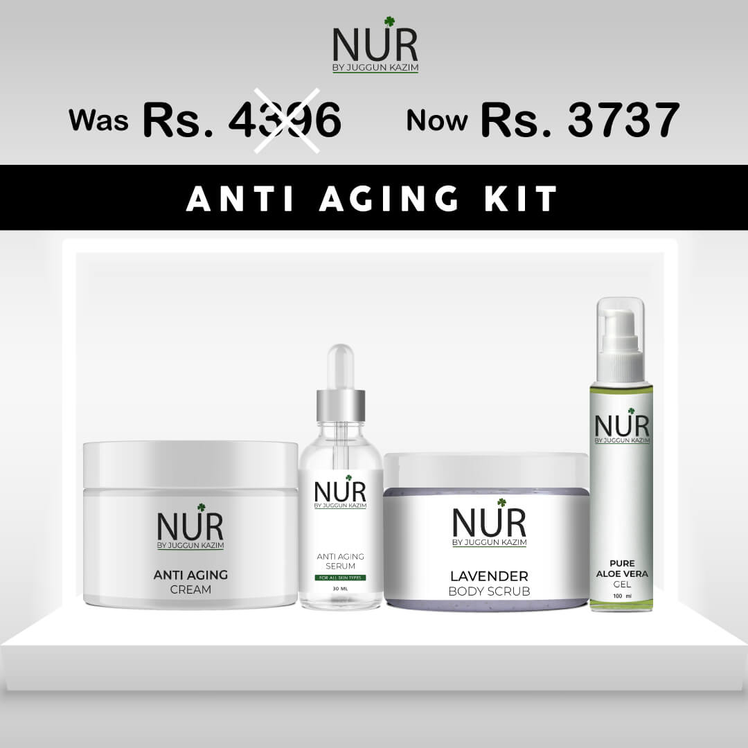 Anti Aging Kit – Anti Aging Cream, Anti Aging Serum, Lavender Body Scrub & Pure Aloe Vera Gel