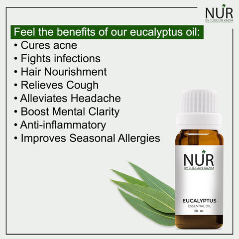 Eucalyptus Essential Oil – Anti-Bacterial Formula & Treats Acne, Acne Scars & Blemishes, Alleviates Pain, Headaches & Inflammation