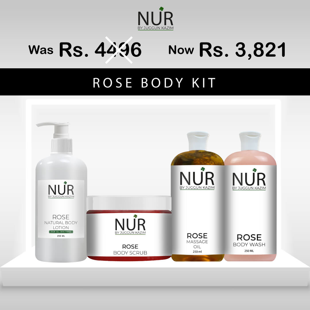 Rose Body Kit – Rose Natural Body Lotion, Rose Body Scrub, Rose Massage Oil & Rose Body Wash