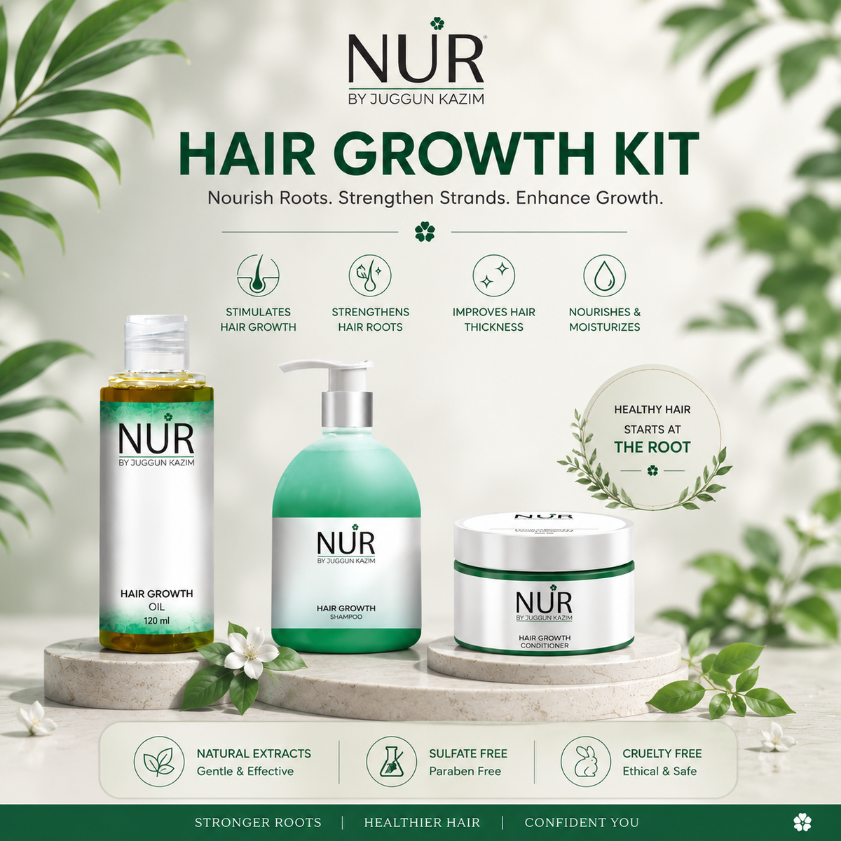 Hair Growth Kit – Hair Growth Oil, Hair Growth Shampoo, Hair Growth Conditioner & Argan Hair Serum