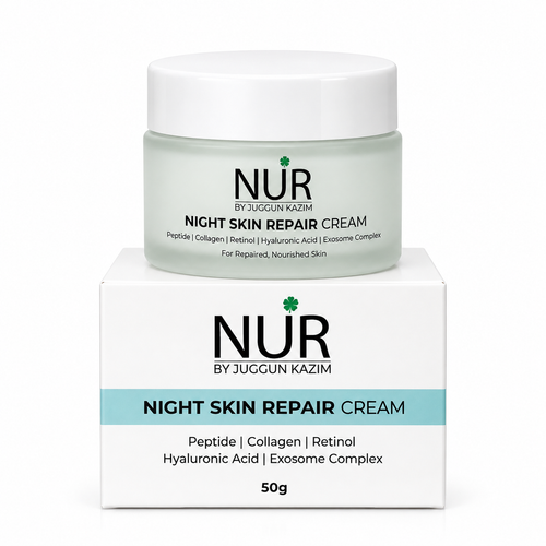 Nur by Juggun Night Skin Repair Cream 50g with Peptide Collagen Retinol Hyaluronic Acid and Exosome Complex