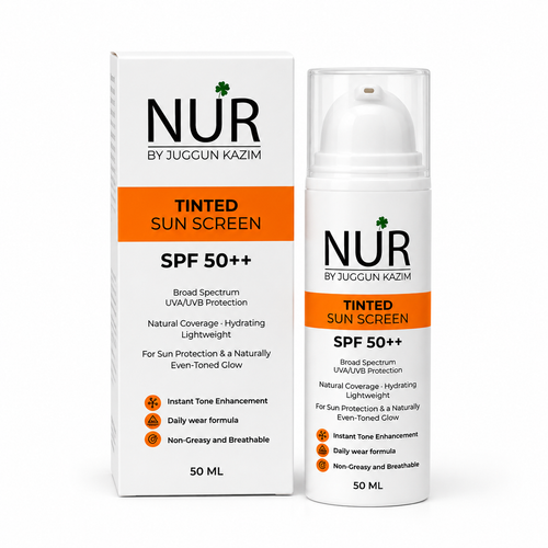 Nur by Juggun Tinted Sunscreen SPF 50++ 50ml broad spectrum UVA UVB protection with natural coverage and even toned glow