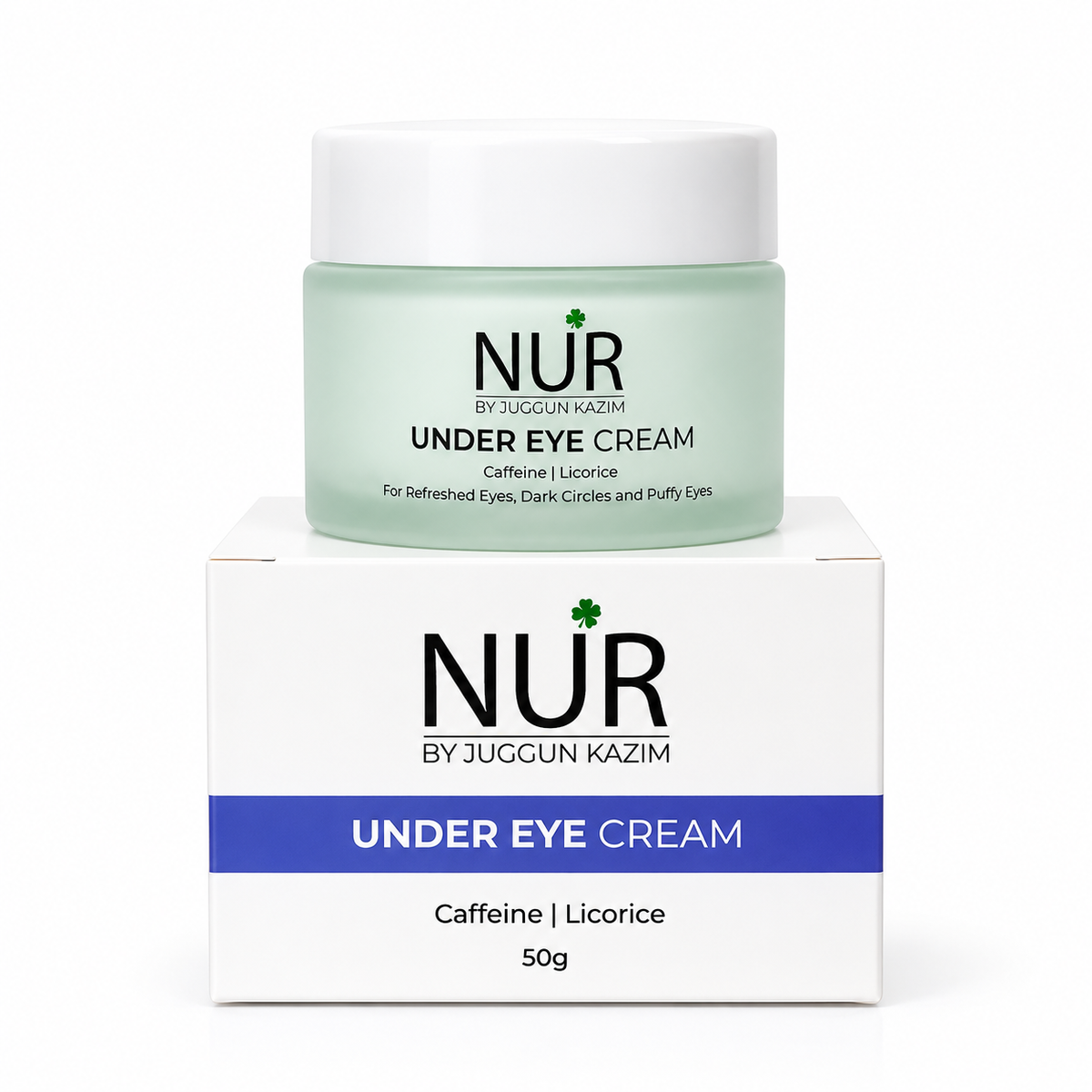 Nur by Juggun Under Eye Cream 50g with Caffeine and Licorice for dark circles and puffy eyes
