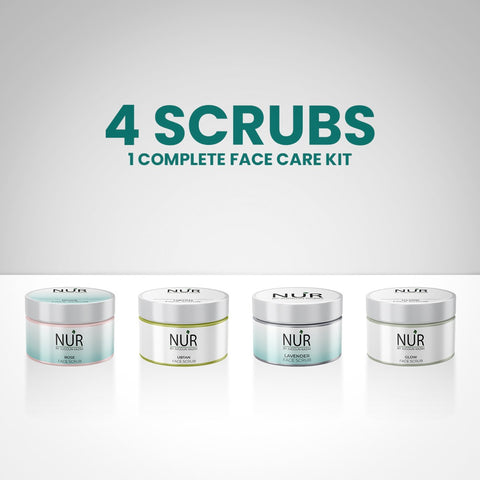 Four Scrubs Face Care Kit - Ubtan Scrub, Lavender Face Scrub, Glow Face Scrub, Rose Scrub