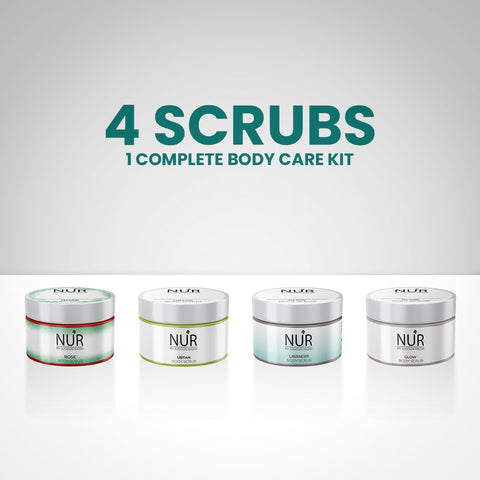 Four Scrubs Body Care Kit - Ubtan Body Scrub, Lavender Body Scrub, Glow Body Scrub, Rose Body Scrub