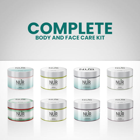 Body & Face Care Kit - Ubtan Scrub, Lavender Face Scrub, Glow Face Scrub, Rose Scrub, Ubtan Body Scrub, Lavender Body Scrub, Glow Body Scrub, Rose Body Scrub