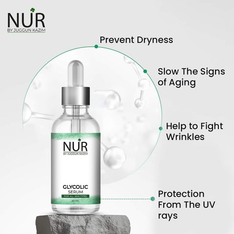 Glycolic Acid Serum – Gentle Exfoliator, Hydrates Dry Skin, Treats Acne, Lightens Skin, Fade Wrinkles & Hyperpigmentation