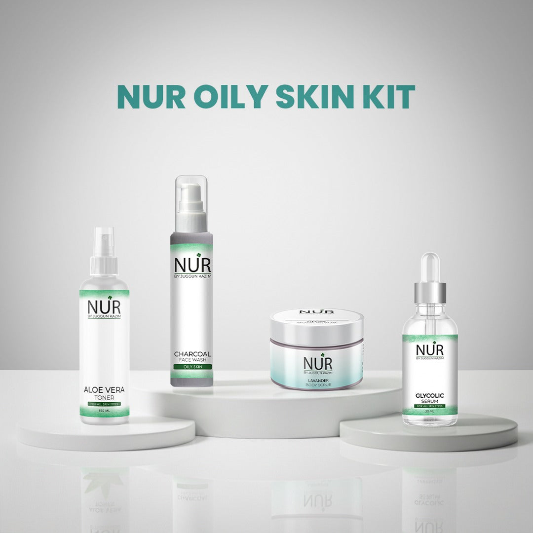 Oily Skin Kit – Charcoal Face Wash, Glycolic Acid Serum, Face Glow Scrub & Face Glow Cream
