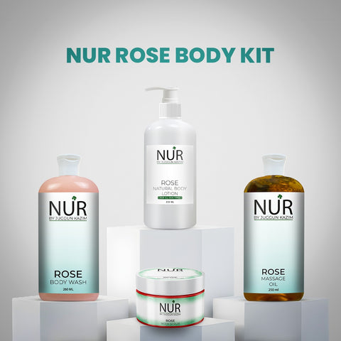 Rose Body Kit – Rose Natural Body Lotion, Rose Body Scrub, Rose Massage Oil & Rose Body Wash