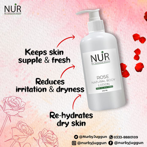Rose Natural Body Lotion – Feel fresh throughout the day, comforts dry skin, reduces acne scars – 100% Pure