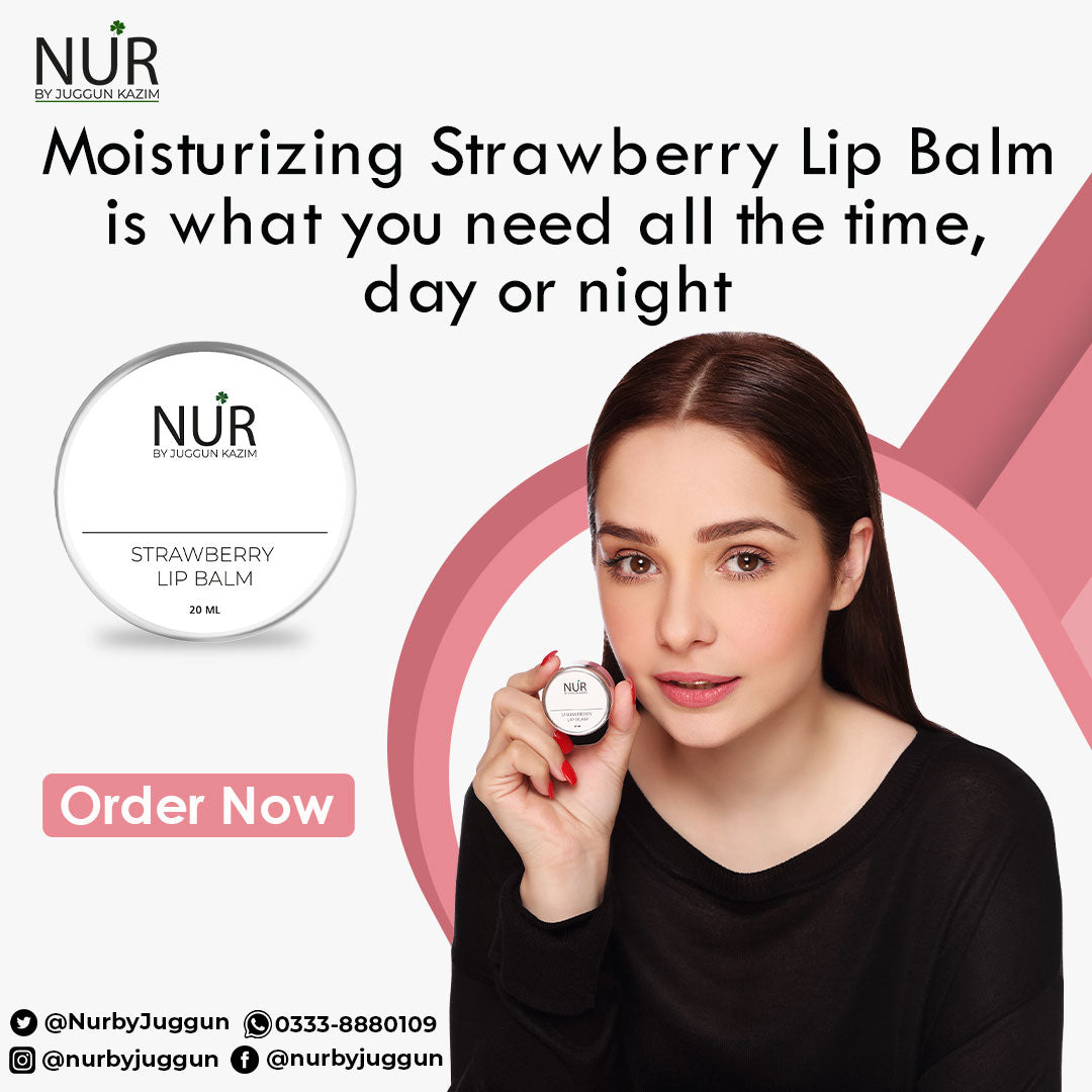Strawberry Lip Balm – natural solution for your dry lips, gives natural pink look, moisturize lips – 100% Pure